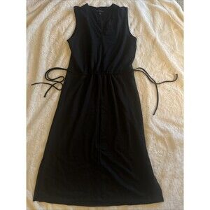 Banana Republic Black V Neck Stretch Striped Cinch Waist Tank Dress Size S